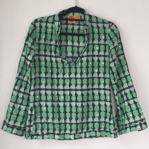 🍍 Tory Burch Sequin Pineapple Blouse 🍍